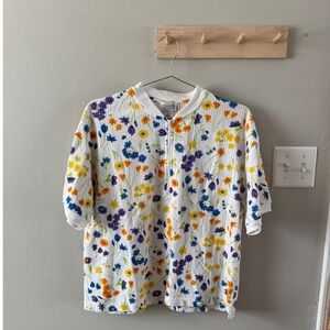 Max & Me vintage floral quarter zip shirt